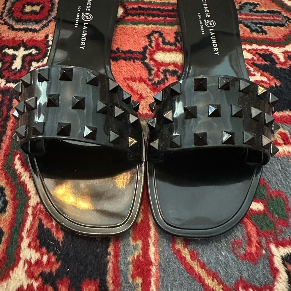 Chinese Laundry Black Studded Sandals